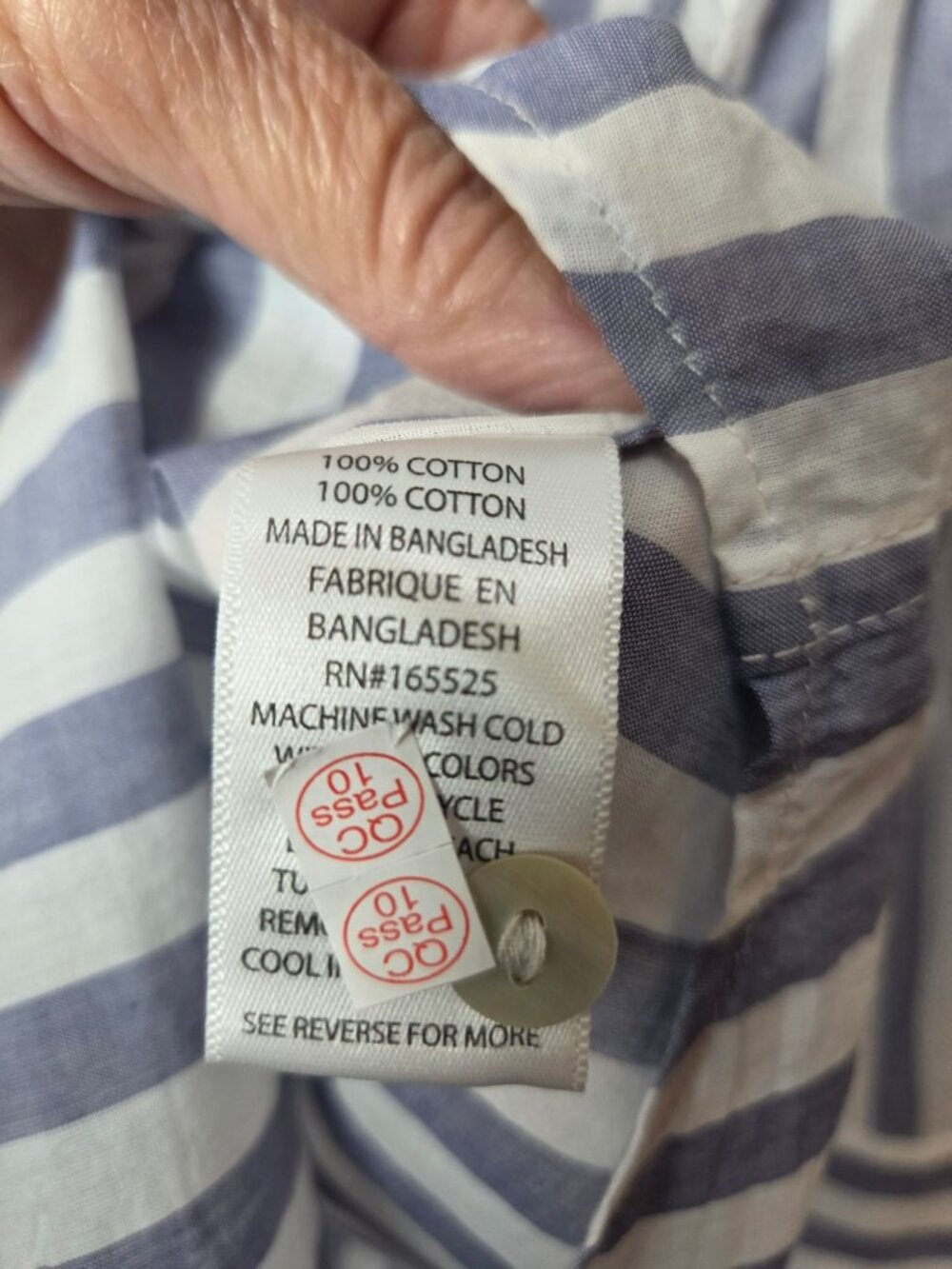 Striped Button-Down Shirt By Lola River - Coastal Grandma, Hampton's Style, (Med - Picture 5 of 12
